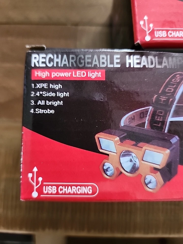 3 USB Headlamp Rechargeable High Power LED Light 4 modes/waterproof NEW Headlamp - Image 2 of 2