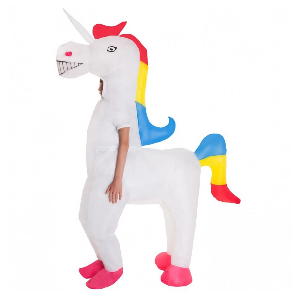 Disfraz de unicornio inflable gigante para niños niños niñas Halloween paseo en traje Foto 2 de 4