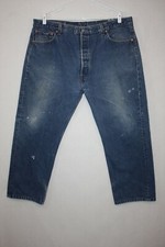 Vtg LEVI'S 501XX Button Fly Jeans Meas 40X27 Med Wash Distressed Paint Splat USA