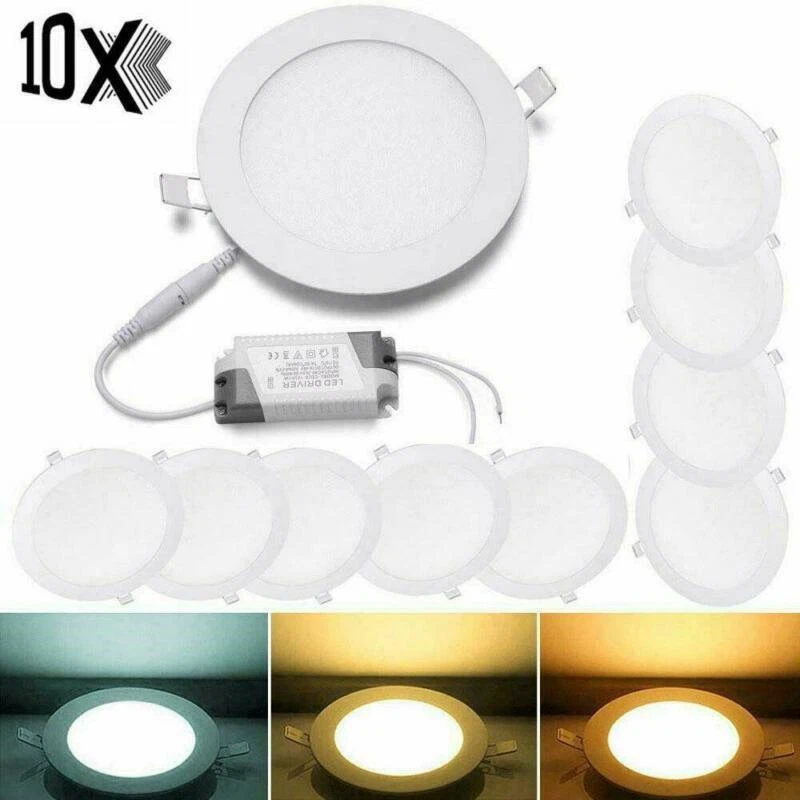 LITELER 10 PCS - 9W 12W 15W 18W 24W LED Recessed Ceiling Panel Down Lights Lamp Fixtures