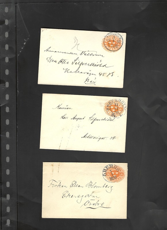 SWEDEN-ENTIRES-1898-2 ORE RATE-SMALL ENVELOPES-CANCEL STUDY-F-VF-#113