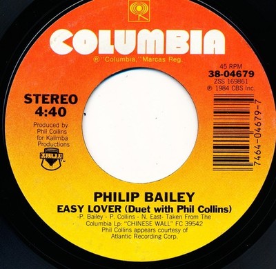 PHILIP BAILEY - EASY LOVER / WOMAN - COLUMBIA 38-04679 - 45 Record VG