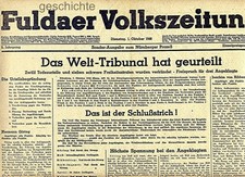 Fuldaer Volkzeitung: wydanie specjalne z procesu nuernberskiego, 1 października 1946 roku!!!
