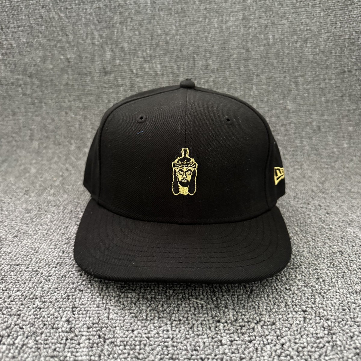 New Era 9FIFTY Black Gold Embroidered Snapback Flat Brim Cap