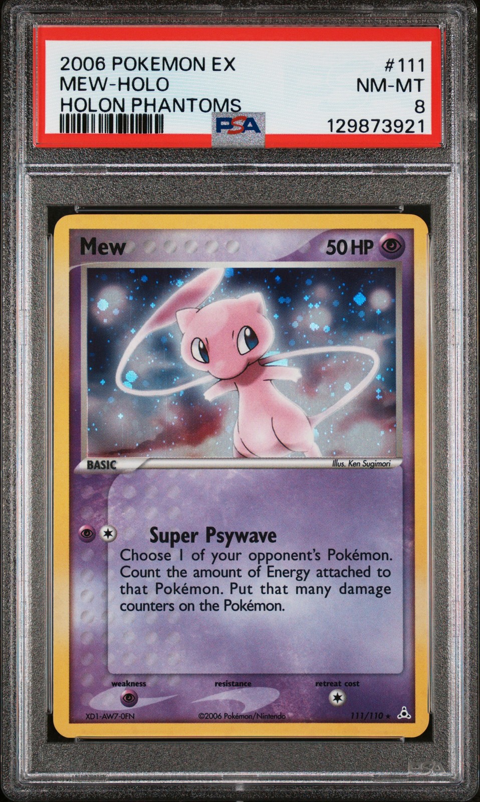 2006 POKEMON EX HOLON PHANTOMS #111 MEW-HOLO PSA 8