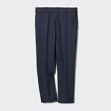Uniqlo Men's Smart Ankle Pants Windowpane navy checker L preppy dark academia