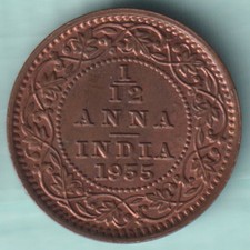 BRITISH INDIA 1935 KING GEORGE V 1/12 ANNA RARE COPPER COIN