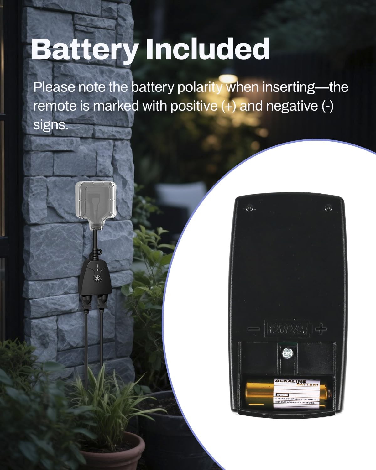 Outdoor Wireless Remote Control Outlet Plug,Weatherproof Heavy Duty Power Str...