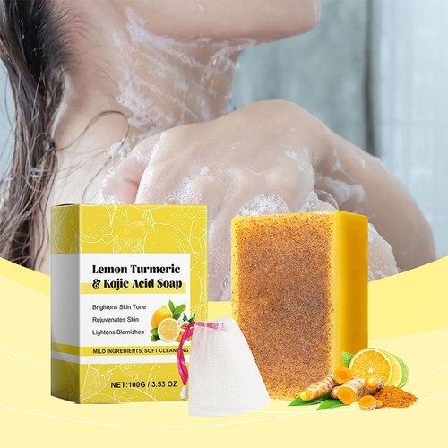 Lemon Turmeric Kojic Acid Soap Bar, Turmeric Face and Soap Z3A1HJ2S Body U6T8 - Picture 6 of 12