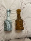 Set Of Two Vintage Jim Beam Decanters Amber Glass Milk Swirl Glass