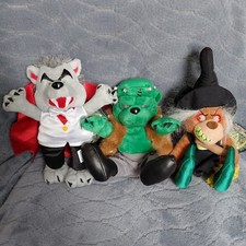 Meanies Grisly Grizzlies Halloween '99 DRACUBEAR FRANKENBEAR WITCH Plush W tags