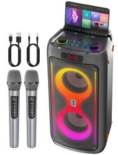 Gesnada K71 Karaoke Machine with 2 Wireless Microphones, 200W Peak Power, TWS,