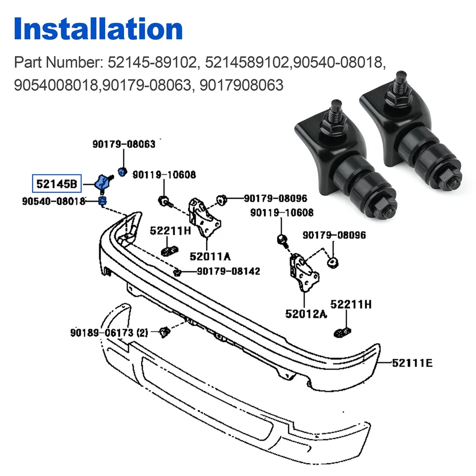 Комплект кронштейнов переднего бампера для пикапа Toyota 1989-1995, 4Runner 1990-1995 2 шт. - Изображение 4 из 4
