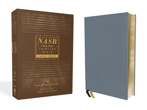 NASB, Thinline Bible, Large Print, Genuine Leather, Buffalo, Blue, Red Letter,