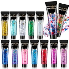 14 Colors Body Glitter, Face  Hair Glitter Gel Set for Mardi Gras, Eye Shimmer