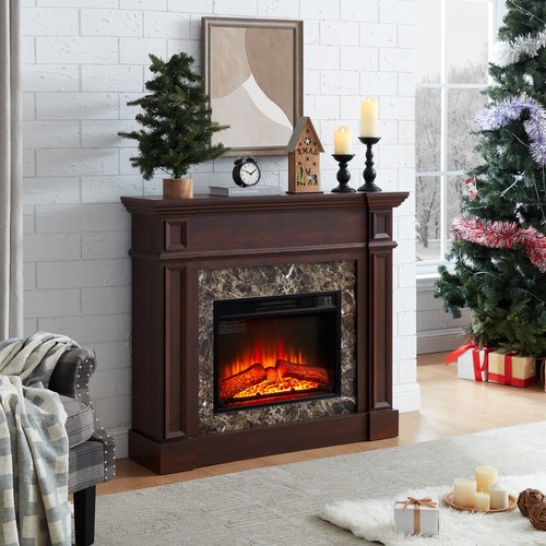 23 inch Electric Fireplace Insert w/ Remote Control & Timer 1400W Wood Mantel - Picture 10 of 48