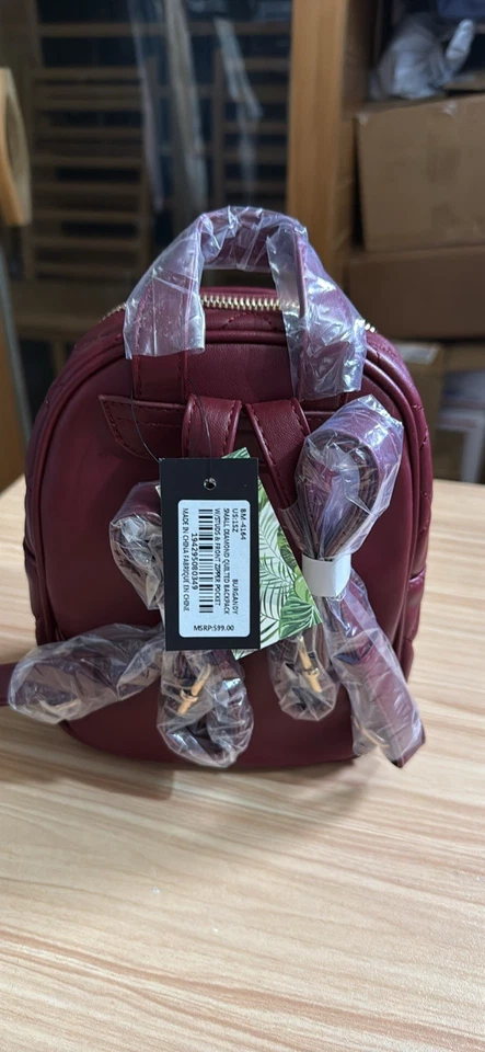 全新带标签 Steve Madden 女式背包内袋红色绗缝皮革迷你 — 第 3/4 张图片