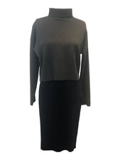 TAYLOR Womens Gray Layered Look Midi Evening Sheath Dress S