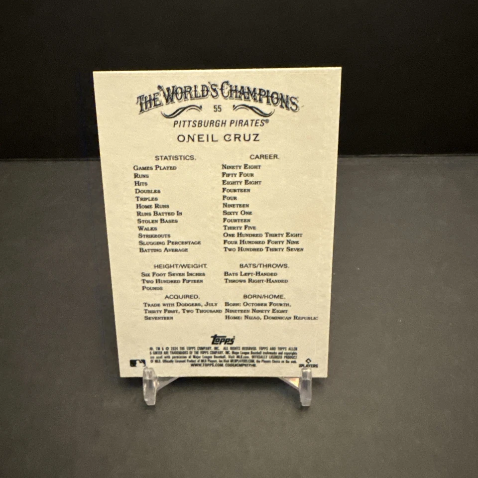 2024 Topps ALLEN & GINTER WORLD's CHAMPIONS #55 Oneil Cruz EX/NM - Image 2 of 2