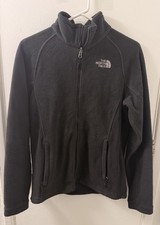 THE NORTH FACE Women Fleece Jacket Full Zip Casual Outdoor Black Gray SZ M