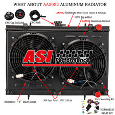 3Rows Radiator + Shroud Fan + Relay For 89-93 Nissan Skyline R32 GTST MT RB20DET