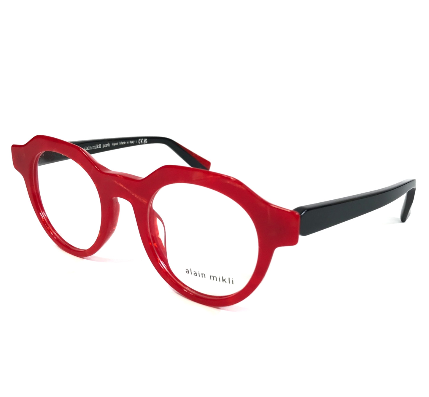 Alain Mikli Eyeglasses Frames A03156 004 Red Black Sparkly Marble 47-22-145