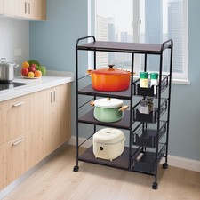 Carrello carrello pieghevole in metallo a 4 livelli portautilità scaffale espositore ripiani