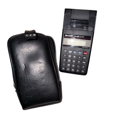 Vintage Sharp ELSI MATE EL-1610 Calculator with Leather Case
