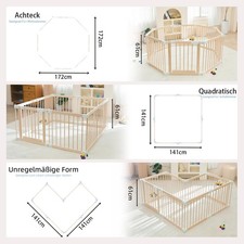Laufgitter Baby aus Holz, faltbar mit Tür & Sicherheitsverschluss, individuell f