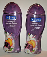  2 Softsoap BLOOMING JASMINE  PLUM with Real Extracts Body Wash 18 FL OZ each