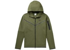 Nike Tech Fleece Size Large Full Zip Hoodie Olive Green Black