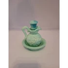 Vintage Avon Bath Oil Decanter Jadeite Blue Green Slag Milk Glass Embossed Rose