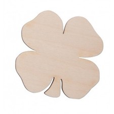 Pirografia quadrifoglio in legno di carnito bianco 7,5 cm