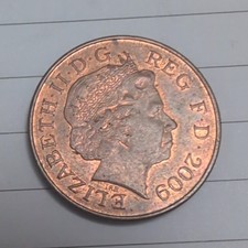 England British UK Penny,royal shield coin nowadays, two pence 2p,  2009