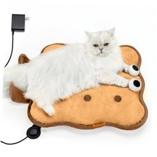 Heated Cat Bed for Indoor Pets Cat Heating Pad Extra Large Electric Pet Brown