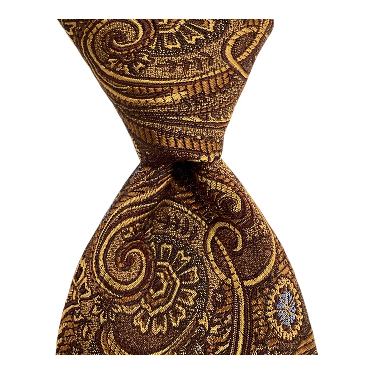 Cravate Homme Van Heusen 100% Soie - Motif Paisley Marron Et Bleu Sarcelle - X-Longue