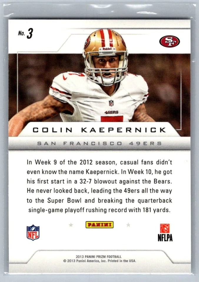2013 Panini Prizm #3 Colin Kaepernick Brilliance San Francisco 49ers C82 - Image 2 of 2