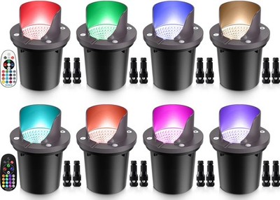 RGB Low Voltage Landscape Lights Color Changing 12W Outdoor In-Ground Lights wit