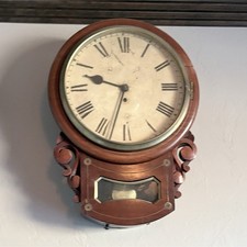 Antique Vintage English time only Fuzee Gallery Round Wooden Wall Clock