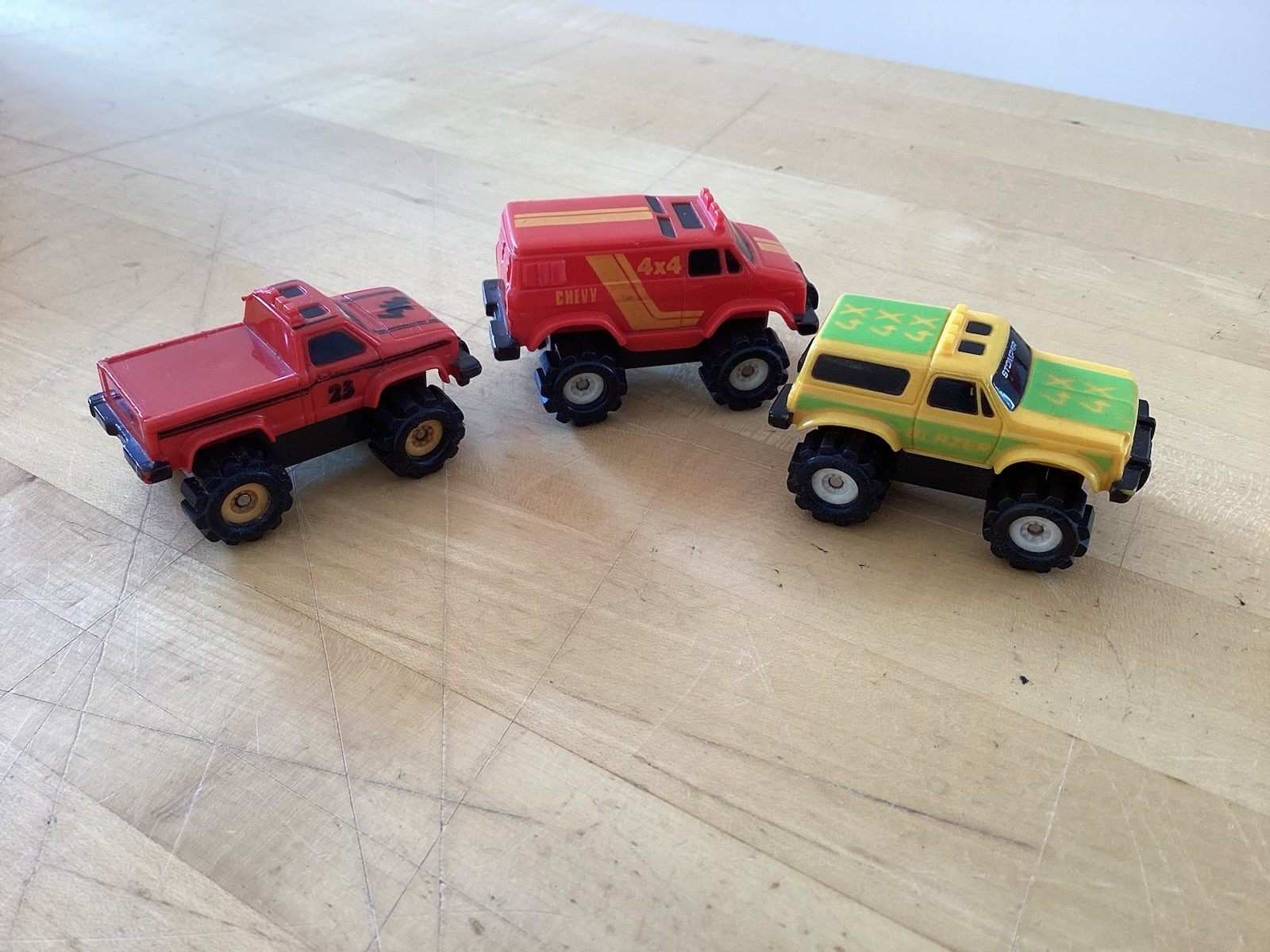 Lot 3 Vintage 1980's Stomper Schaper 4x4 Mini Trucks McDonald’s Kids Meal Toys