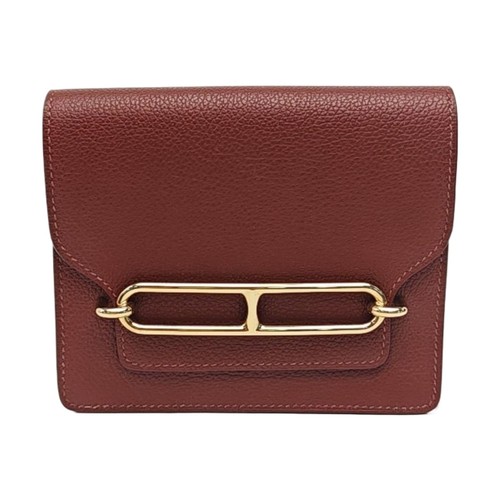 HERMES Roulis Slim Wallet Hermes Red Evercolor Calfskin