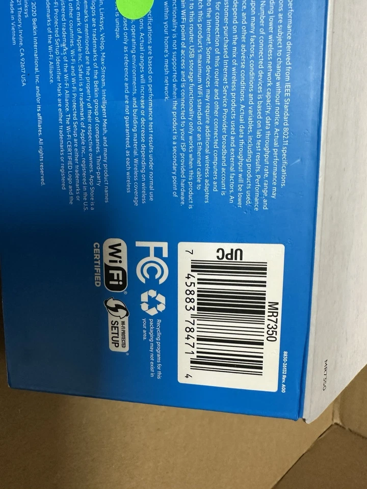 Linksys Router AX1800 MAX-STREAM Dual Band WUFU 6 Router MR7350 IN ORIGINAL BOX - Image 2 of 4