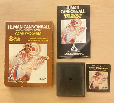 Human Cannonball (Atari 2600, 1978) Video Game Cartridge, Manual & Original Box