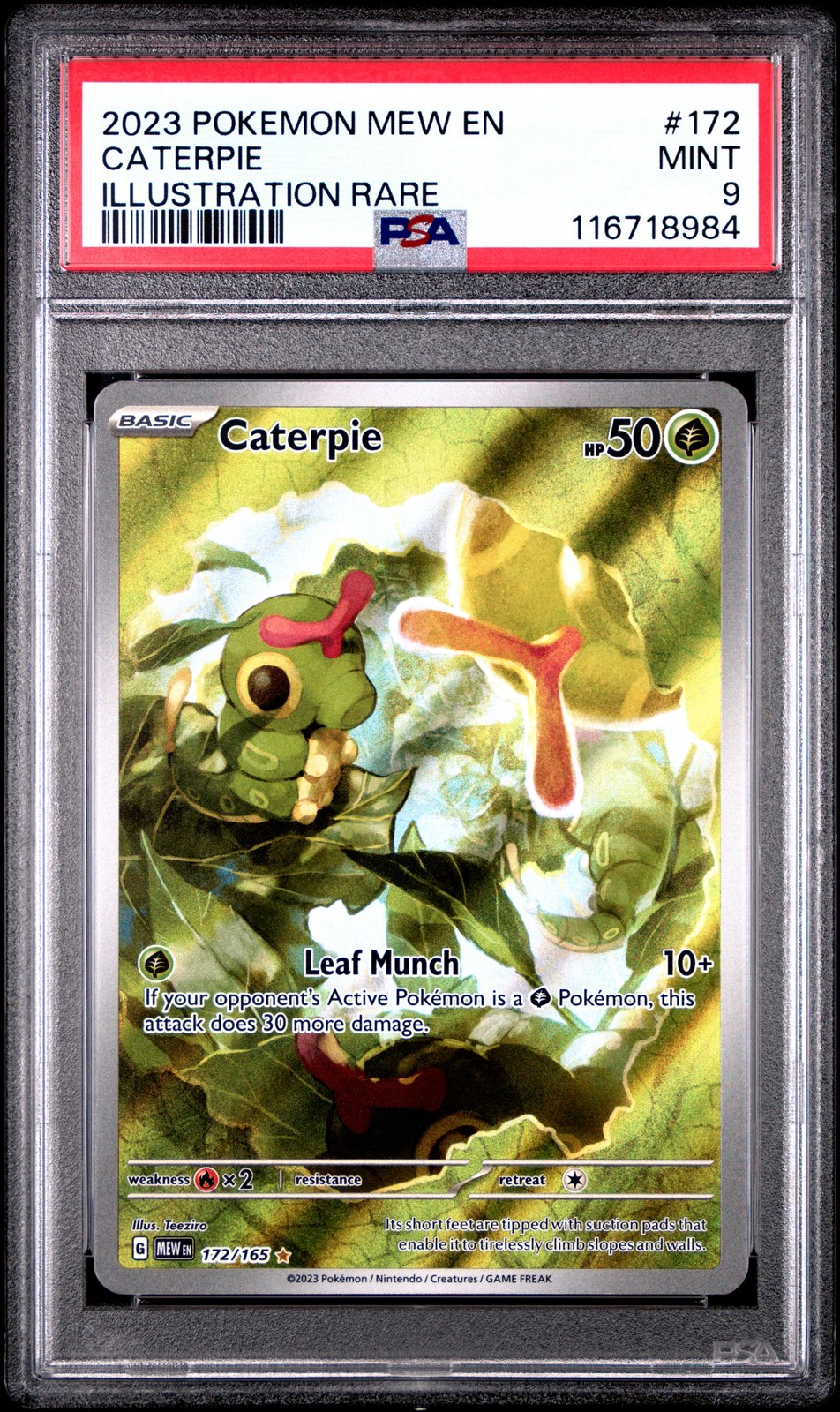 2023 POKEMON MEW EN-151 ILLUSTRATION RARE #172 CATERPIE PSA 9