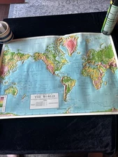 Vintage 3-D plastic relief map of “The World” U. S. Army Map 1963 20" x 27"