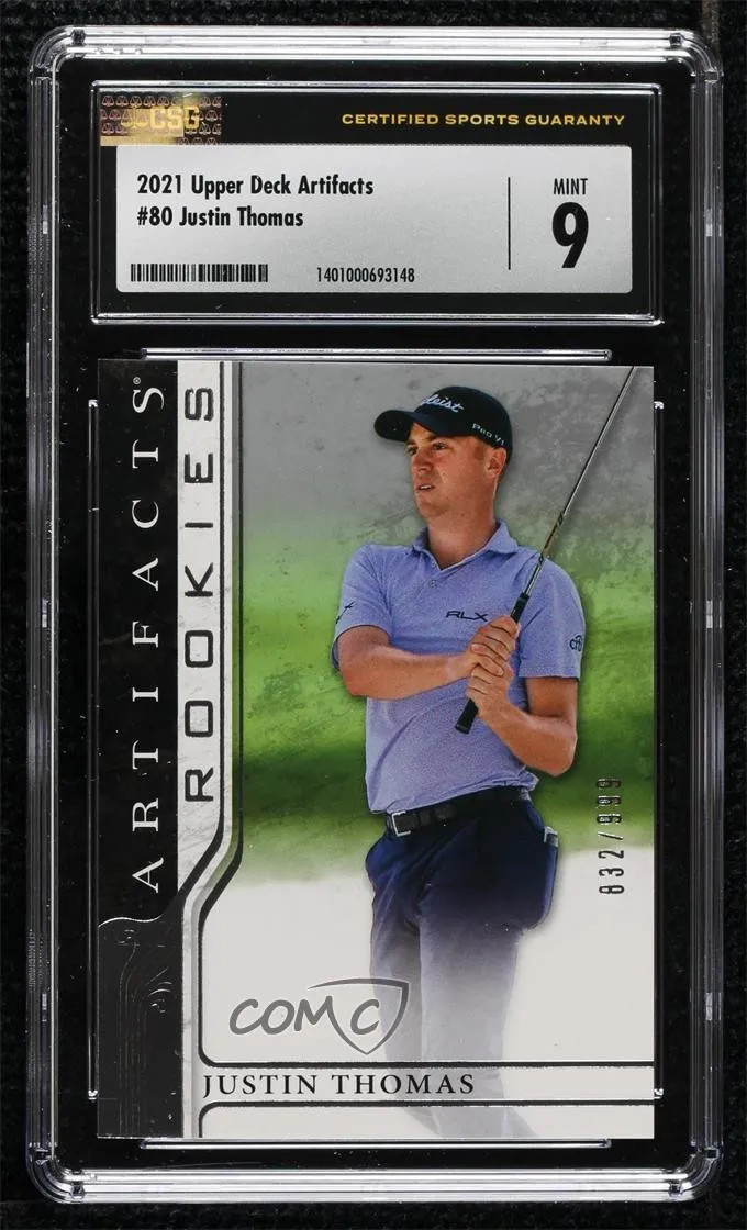 2021 Upper Deck Artifacts Justin Thomas #80 [Base] 832/999 Rookie Base Set CSG 9