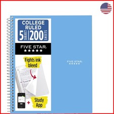 200-Page Five Star College Ruled Notebook with Water-Resistant Cover - 5 Subject
