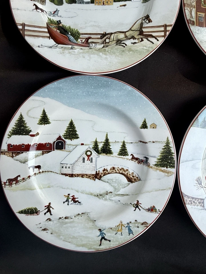 Platos de ensalada Sakura (4) David Carter Brown Holiday Christmas Valley 8,25" 2002 Foto 3 de 4