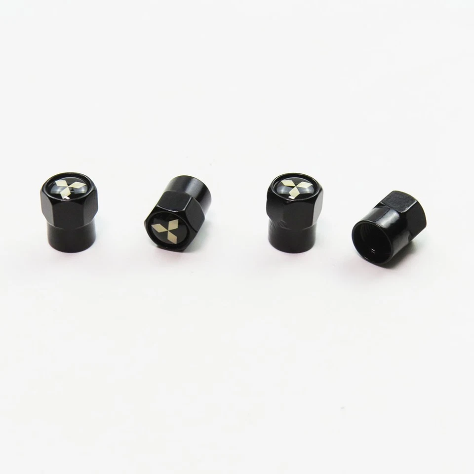 Compatible with Mitsubishi 4Pcs Tire Valve Stem Caps Black Anodized Aluminum - Image 2 of 4