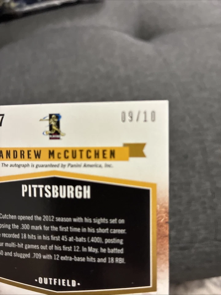 2012 Panini Signature Series - Signatures Andrew McCutchen #9/10 (AU) pirates - Image 3 of 3